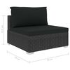 vidaXL 12 Piece Garden Lounge Set with Cushions Poly Rattan Black
