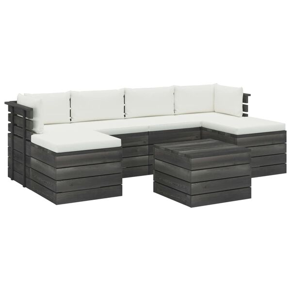 vidaXL 7 Piece Garden Pallet Lounge Set with Cushions Solid Pinewood