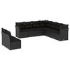 vidaXL 9 Piece Garden Sofa Set with Cushions Black Poly Rattan