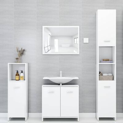 vidaXL 4 Piece Bathroom Furniture Set White Engineered Wood