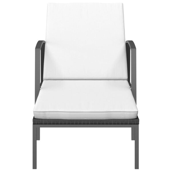 vidaXL Garden Sun Lounger with Cushion Poly Rattan Black