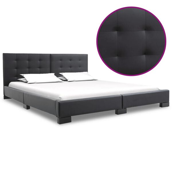vidaXL Bed Frame without Mattress Black Faux Leather 200x160 cm