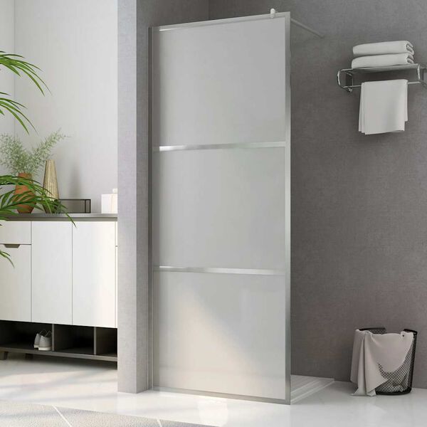 vidaXL Walk-in Shower Wall with Whole Frosted ESG Glass 115x195 cm