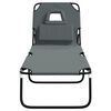 vidaXL Folding Sun Lounger Grey Oxford Fabric&Powder-coated Steel
