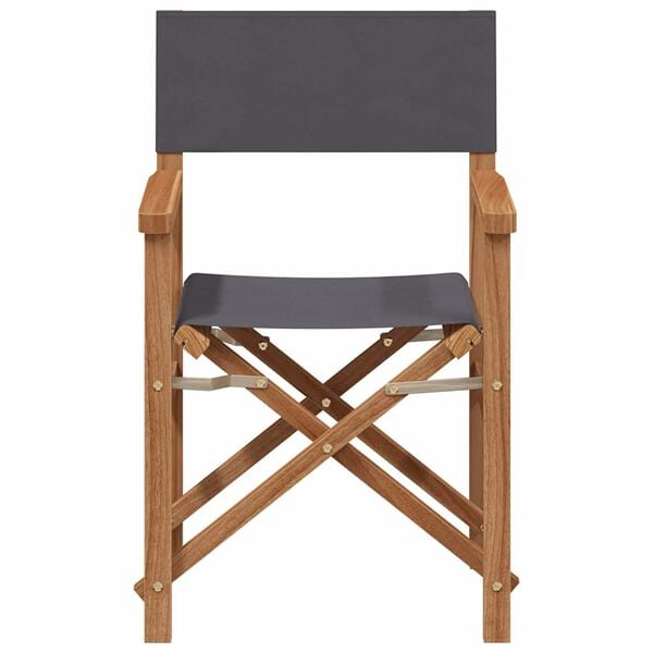 vidaXL Folding Director's Chair Grey 56 x 54 x 87 cm Solid Teak Wood
