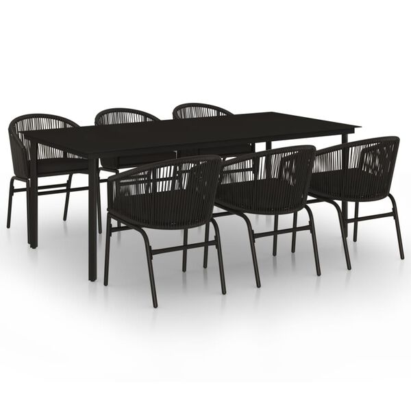 vidaXL 7 Piece Garden Dining Set Black