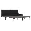 vidaXL 3 Piece Garden Lounge Set Dark Grey Half Round Poly Rattan