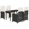 vidaXL 5 Piece Garden Dining Set with Cushions Black Poly Rattan