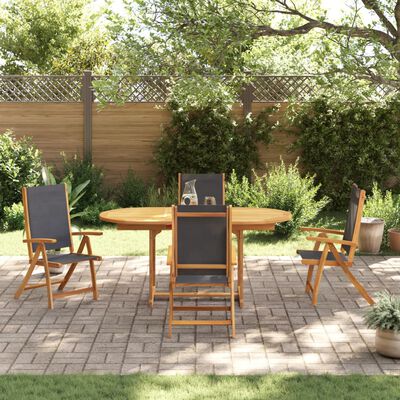 vidaXL 5 Piece Garden Dining Set Solid Wood Acacia and Textilene