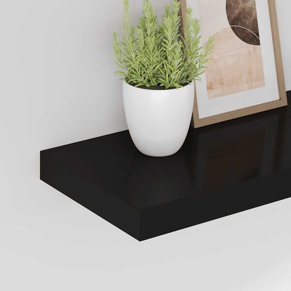 vidaXL Floating Wall Shelves 2 pcs Black 60x23.5x3.8 cm MDF