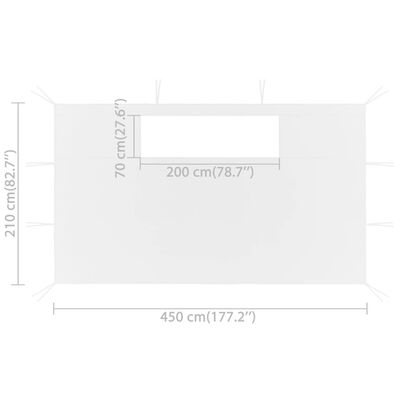 vidaXL Gazebo Sidewalls with Windows 2 pcs 4.5x2.1 m White 70 g/m²