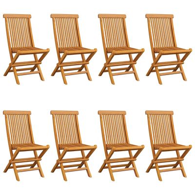 vidaXL Garden Chairs with Wine Red Cushions 8 pcs Solid Teak Wood