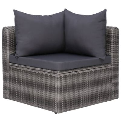 vidaXL 5 Piece Garden Sofa Set with Cushions & Pillows Poly Rattan Grey