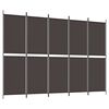 vidaXL 5-Panel Room Divider Brown 250x180 cm Fabric