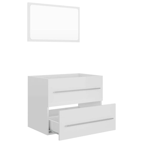 vidaXL 2 Piece Bathroom Furniture Set High Gloss White Engineered Wood