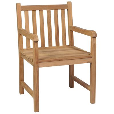 vidaXL Garden Chairs 4 pcs Grey Check Pattern Cushions Solid Teak Wood