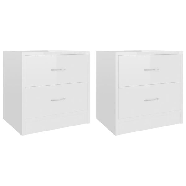 vidaXL Bedside Cabinets 2 pcs High Gloss White 40x30x40 cm Engineered Wood