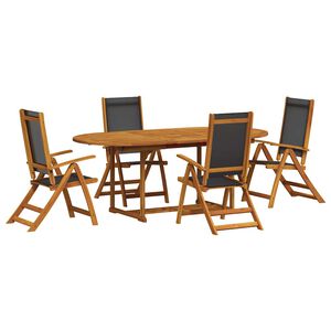 vidaXL 5 Piece Garden Dining Set Solid Wood Acacia and Textilene