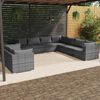 vidaXL 9 Piece Garden Lounge Set with Cushions Grey Poly Rattan