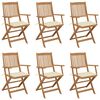 vidaXL Folding Garden Chairs 6 pcs with Cushions Solid Wood Acacia