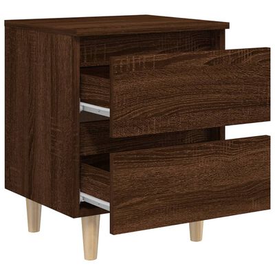 vidaXL Bed Cabinet with Solid Wood Legs Brown Oak 40x35x50 cm