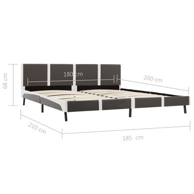 vidaXL Bed Frame without Mattress Grey&White Faux Leather 180x200 cm Super King