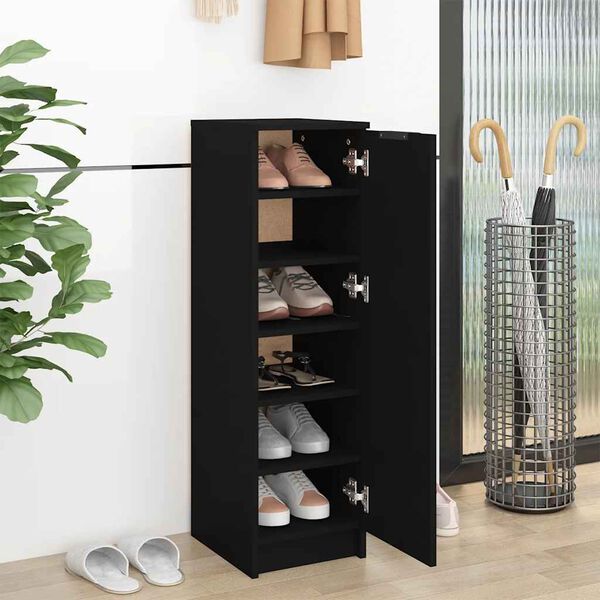vidaXL Shoe Cabinet Black 30x35x100 cm Engineered Wood