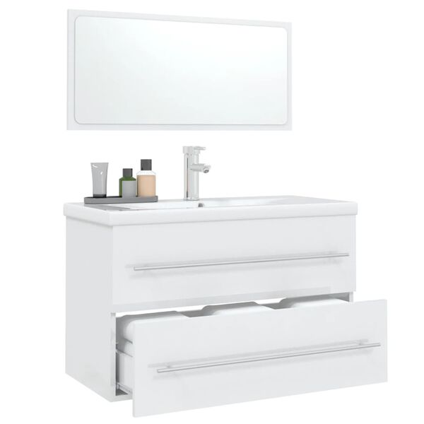 vidaXL 3 Piece Bathroom Furniture Set High Gloss White