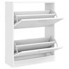 vidaXL White Wooden Shoe Cabinet with 2 Compartments