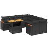 vidaXL 9 Piece Garden Sofa Set with Cushions Black Poly Rattan Acacia