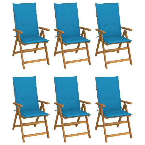 vidaXL Folding Garden Chairs 6 pcs with Cushions Solid Acacia Wood
