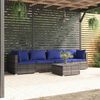 vidaXL 5 Piece Garden Lounge Set with Cushions Poly Rattan Grey