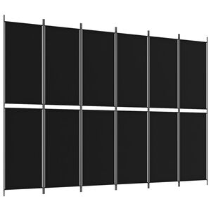 vidaXL 6-Panel Room Divider Black 300x220 cm Fabric