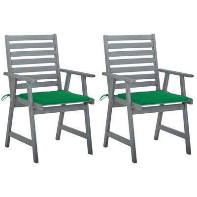 vidaXL Outdoor Dining Chairs with Cushions 2 pcs Solid Acacia Wood