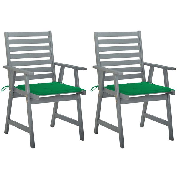 vidaXL Outdoor Dining Chairs with Cushions 2 pcs Solid Acacia Wood