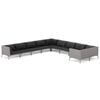 vidaXL 10 Piece Garden Lounge Set with Cushions Poly Rattan Dark Grey