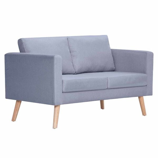 vidaXL Sofa 2-Seater Fabric Light Grey