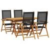 vidaXL Garden Dining Set 5 pcs Black Solid Acacia Wood