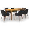 vidaXL 7 Piece Garden Dining Set Black