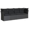 vidaXL 4 Piece Garden Sofa Set with Cushions Black Poly Rattan