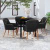 vidaXL 5 Piece Garden Dining Set with Cushions Black
