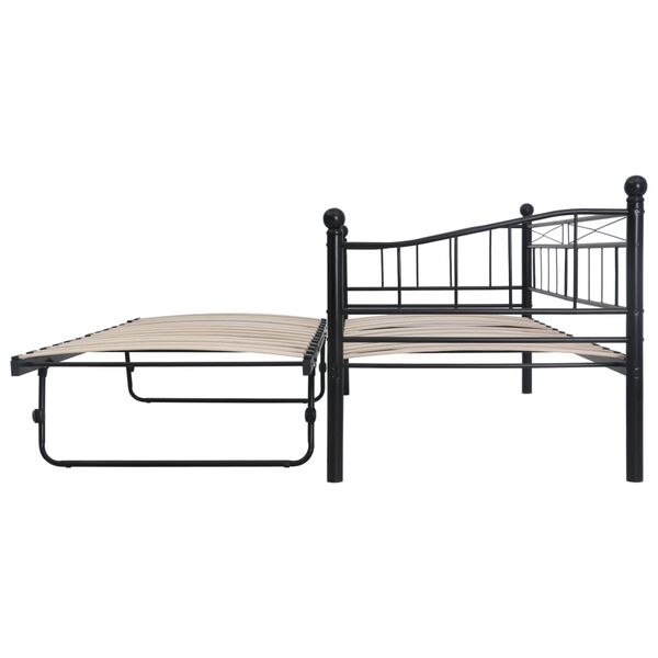 vidaXL Bed Frame without Mattress Black Steel 180x200/90x200 cm