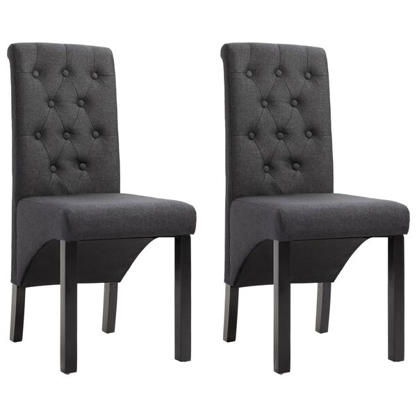 vidaXL Dining Chairs 2 pcs Dark Grey Fabric