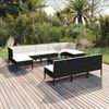 vidaXL 11 Piece Garden Lounge Set with Cushions Poly Rattan Black