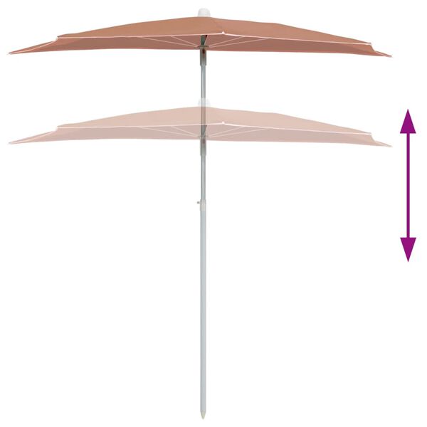 vidaXL Garden Half Parasol with Pole 180x90 cm Terracotta