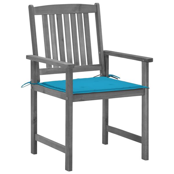 vidaXL Garden Chairs with Cushions 4 pcs Grey Solid Acacia Wood