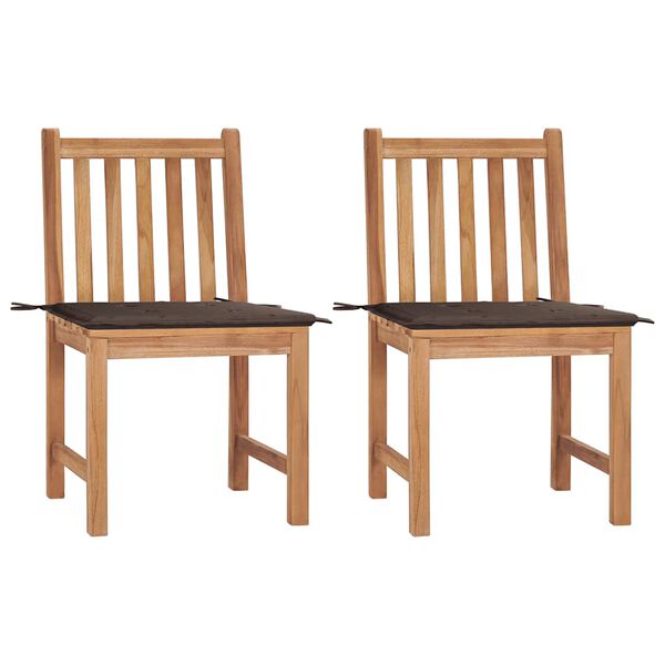 vidaXL Garden Chairs 2 pcs with Cushions Solid Teak Wood
