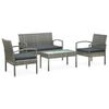 vidaXL 4 Piece Garden Lounge Set with Cushions Poly Rattan Grey