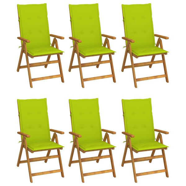 vidaXL Folding Garden Chairs 6 pcs with Cushions Solid Acacia Wood