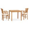 vidaXL 3 Piece Garden Dining Set with Cushions Solid Teak Wood